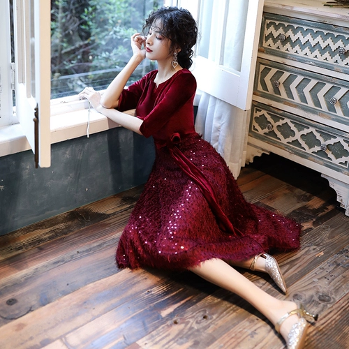 Бордовое вечернее платье, демисезонное свадебное платье, подходит для подростков