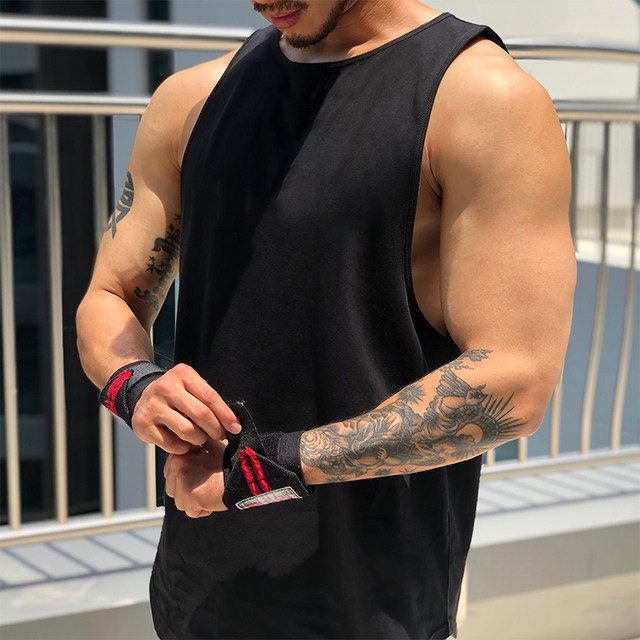 Waistcoat sleeveless cotton stretch bodybuilding fitness clothes summer casual round neck pullover popular running sports sweat vest for men