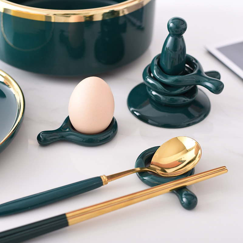 Chopsticks rest ceramic color Japanese creative household Chinese chopsticks support spoon pad put chopsticks support set hotel