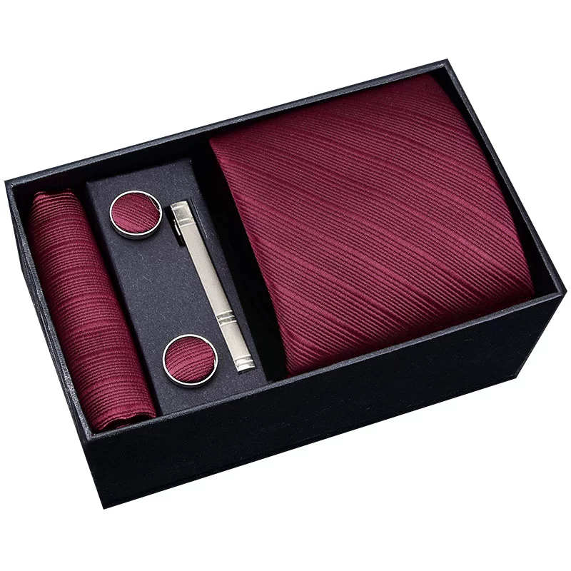 Gift box, classic suit jacket, black red tie