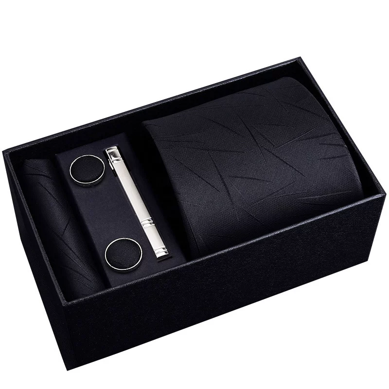 Gift box, classic suit jacket, black red tie