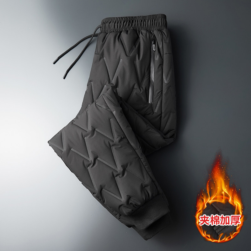 Winter cotton pants male thickened northeast outside wearing warm and waterproof windproof body anti-chill plus suede pants down cotton casual pants 
