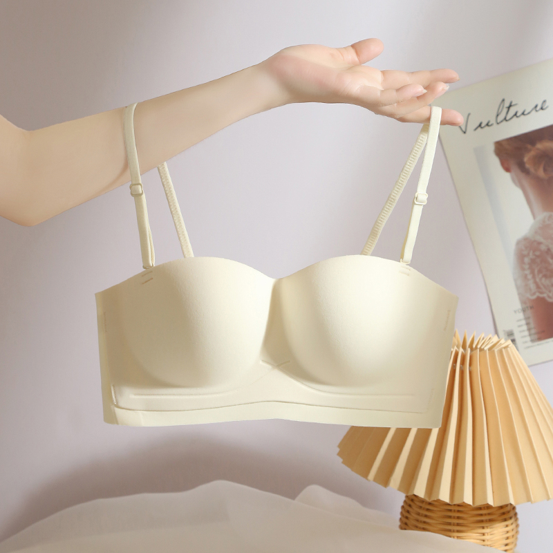 No shoulder strap lingerie female small breasts gather to receive the auxiliary milk anti-slip invisible smear without marks for the summer thin and large chest-Taobao
