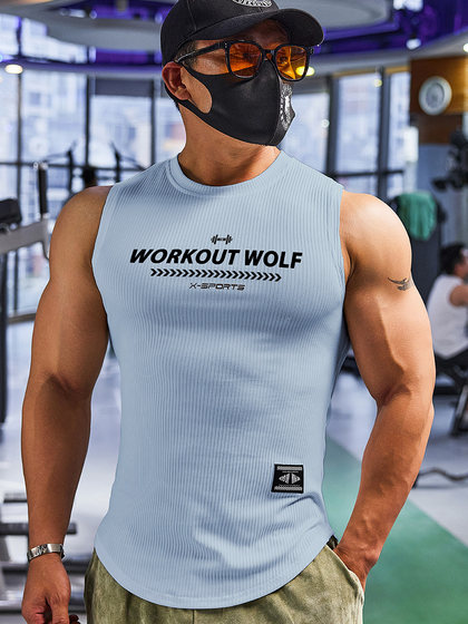 撸铁狼健身背心男无袖坎肩教练紧身速干衣篮球运动训练服弹力透气