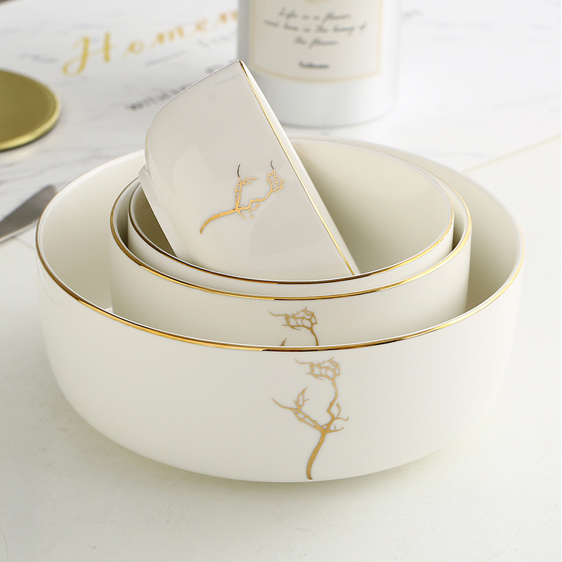 Bowl Home Anti-scalding Hand Ceramic Bowl Creative Personality Bowl Single Large Soup Bowl Thickening Phnom Penh Rice Bowl Free Combination