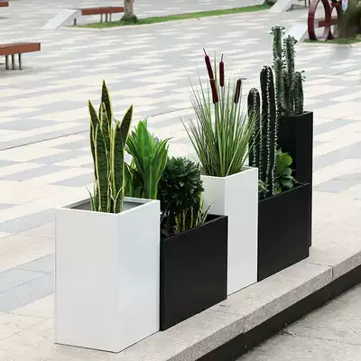 Outdoor balcony green plant pot gardening box iron rectangular flower pot stand planting vegetable floor flower slot partition flower box