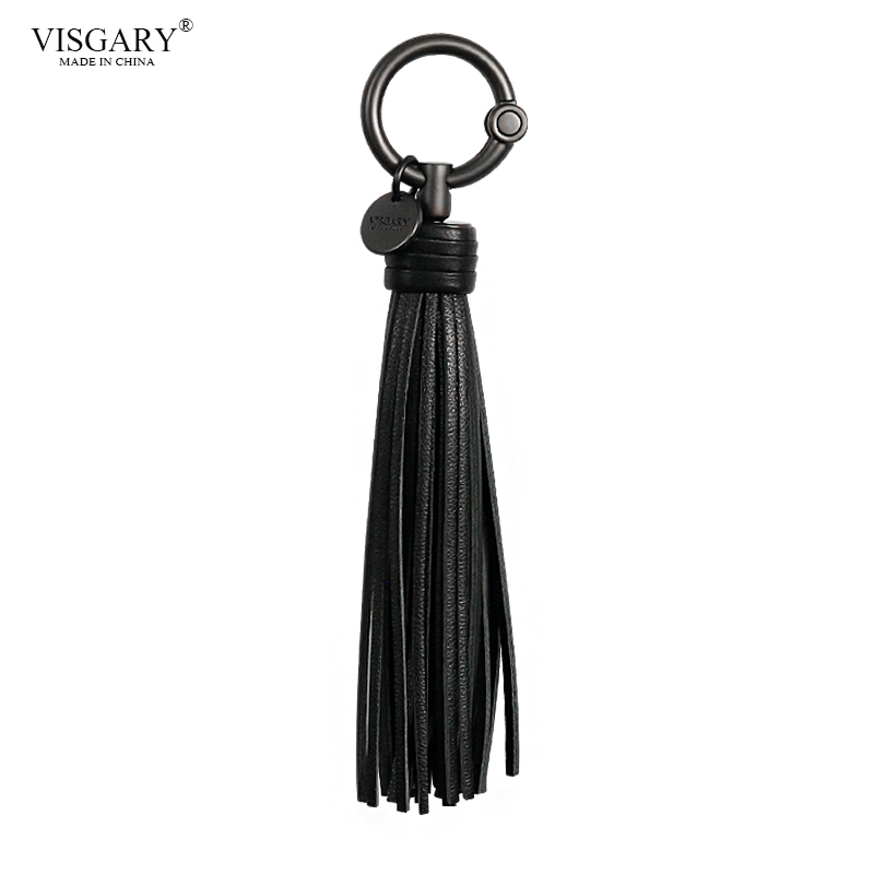 Visgary Fashionable Genuine Sheepskin Tassel Keychain for Women, Cute Pendant for Car Keys, Bag Decoration Bv20