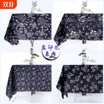 Thick wuzhen blue printed tablecloth chinese ethnic style polyester cotton blue and white chinese style dining table coffee table tablecloth rectangular Thick wuzhen blue printed tablecloth chinese ethnic style polyester cotton blue and white chinese style dining table coffee table tablecloth rectangular