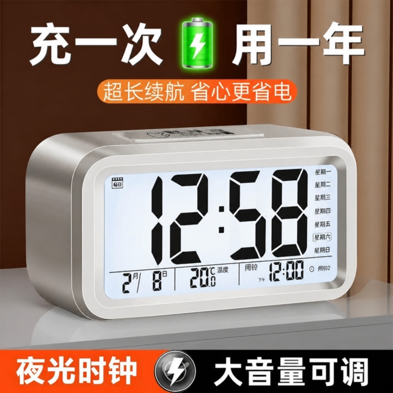 Alarm Clock for Students, 2026 New Model, Powerful Wake-Up Device, Smart Electronic Clock, Rechargeable Version with Display Alarm Clock for Students, 2026 New Model, Powerful Wake-Up Device, Smart Electronic Clock, Rechargeable Version with Display