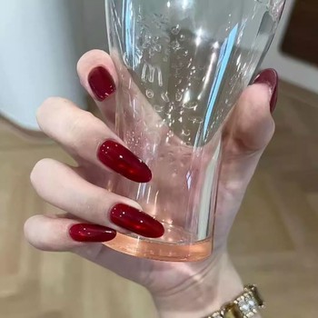 Ruby cat eye handmade manicure patch style style