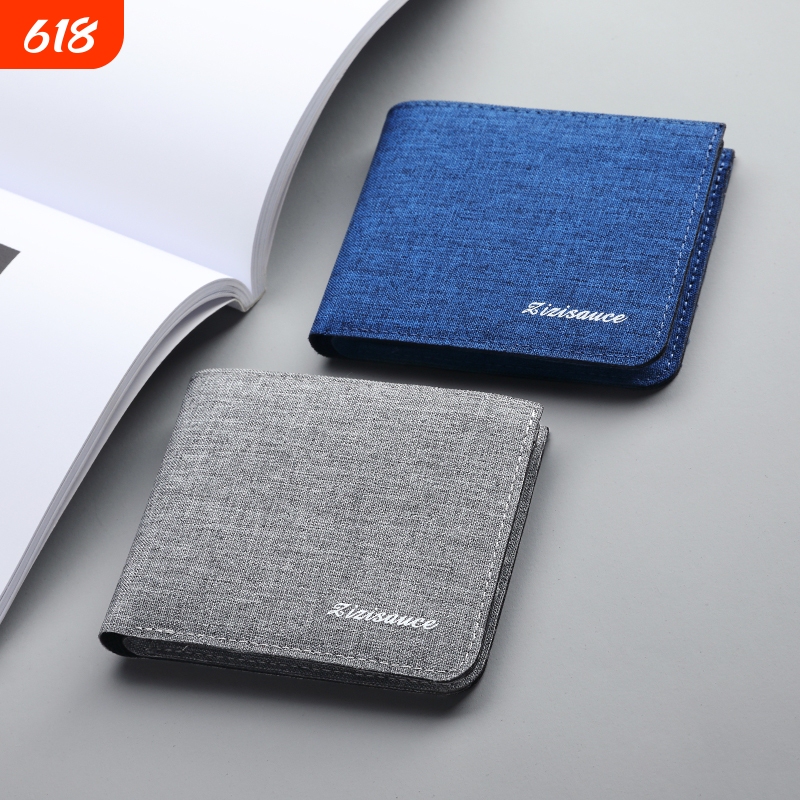 Canvas Wallet Men's Short Style Ultra-Thin Simple Multi-Functional Coin Purse Can Hold Driver's License Holder Large Capacity Wallet