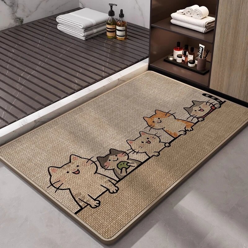 Bathroom linen floor mat woven water-absorbent and quick-drying bathroom toilet door special non-slip foot carpet