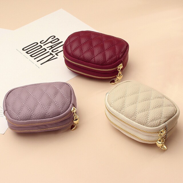 2025 New Double-layer Zipper Coin Purse Women's Compact and Portable Small Wallet Diamond Round Small Handbag Clutch Small Bag
