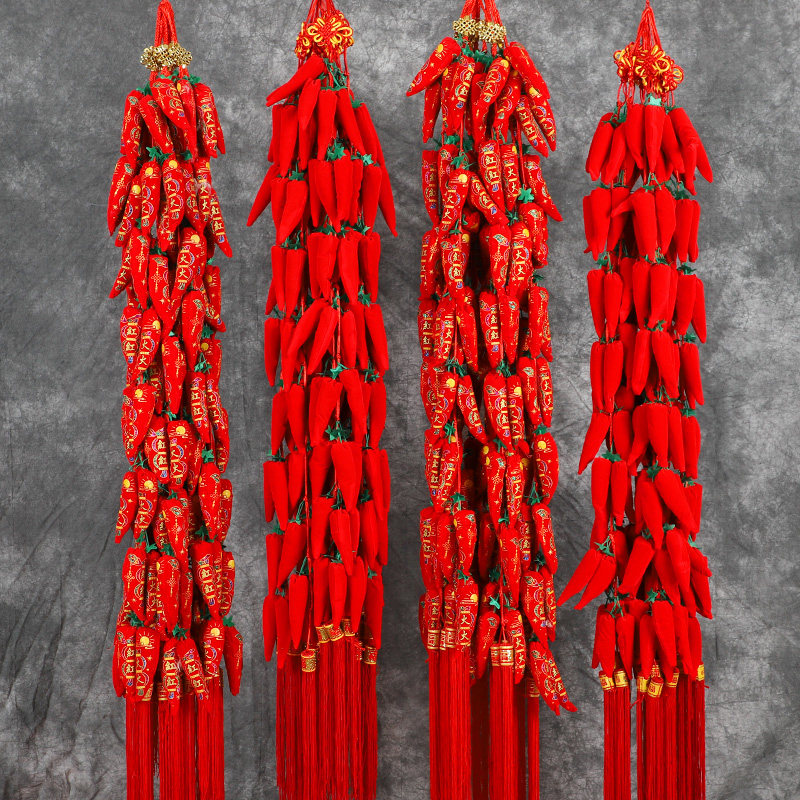 New Year's New Year's small pendant decoration supplies Spring Festival day layout festive red pepper lantern string living room ornaments