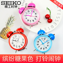SEIKO Silent anti-snooze night light Metal bell Night light sweep second alarm clock Bedroom children student