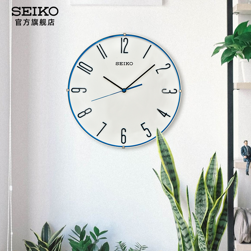 Seiko Japan Seiko 12inch Blue Needle Clock Simple Quartz Clock Bedroom Living Room Silent Three-Dimensional Digital Wall Clock