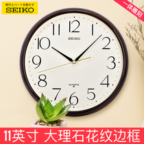 SEIKO Japan SEIKO 11 inch vintage wall clock Marbled border living room bedroom creative home clock