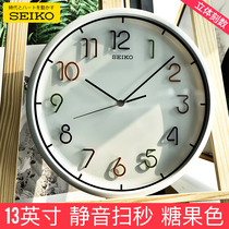 SEIKO Japan SEIKO 13 inch wall clock mute sweep seconds Fashion three-dimensional scale Candy color household quartz clock