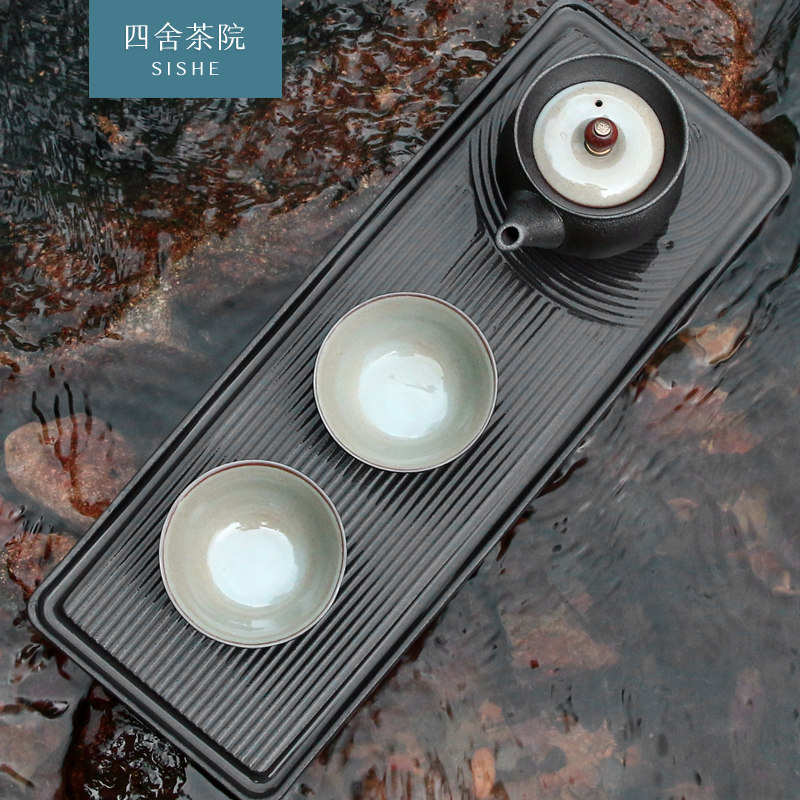 Sishe Tea House Japanese-style ceramic pot Dry bubble plate Rectangular tea tray Household small tea table Simple tea sea