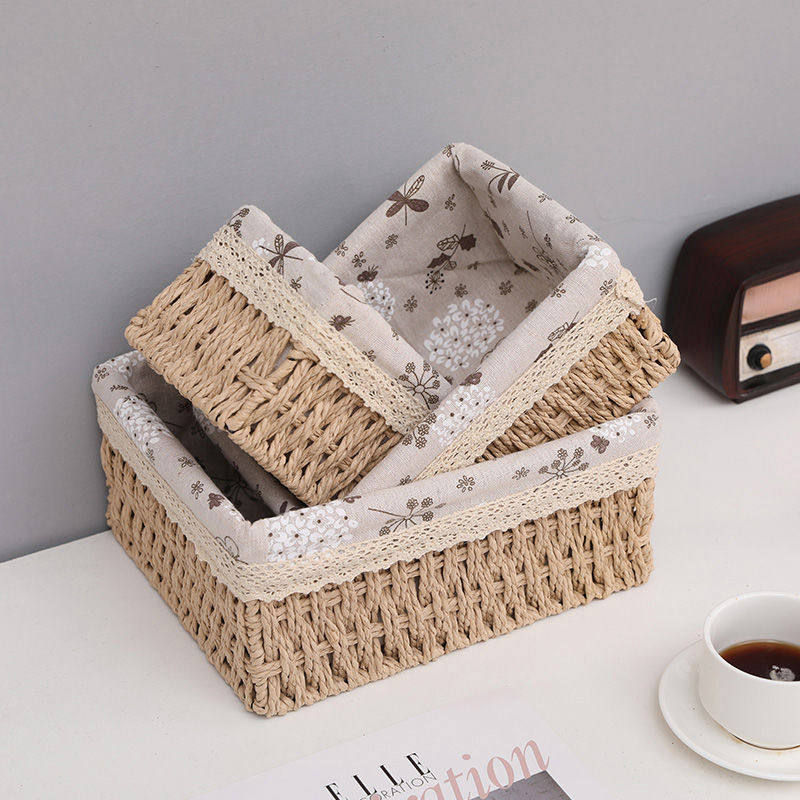 Containing box Home clothes Clothing Vines Basket Hair Accessories Containing Basket Portable Woven Socks Headwear Large Number Basket Containing