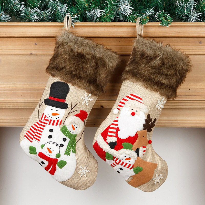 Christmas socks gift bag old man elk snowman Christmas stocking decoration pendant Christmas gift bag candy bag