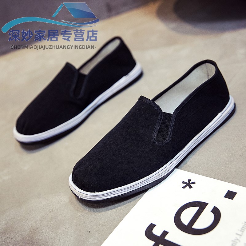 Old Beijing Cloth Shoes Men Casual Flat Bottom Dad Shoes Non-slip Single Shoes Society Thousands Floor Thickened Drive Cloth Shoes