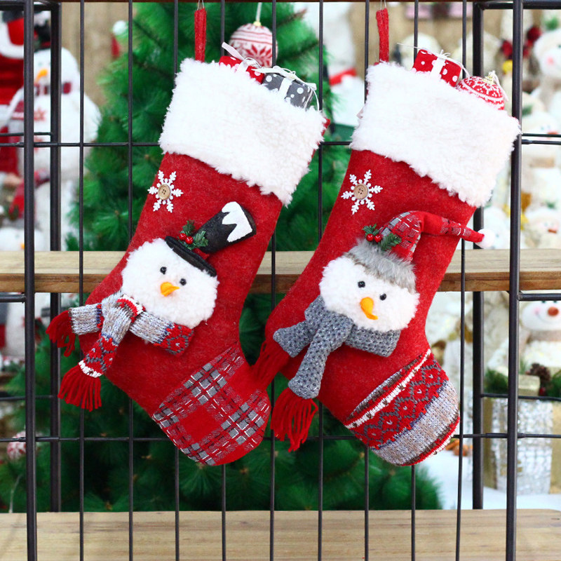 Christmas Decorations Socks Gift Bag Christmas Eve Christmas Elderly Gift Child Christmas Tree Pendant Snowman Candy Bag