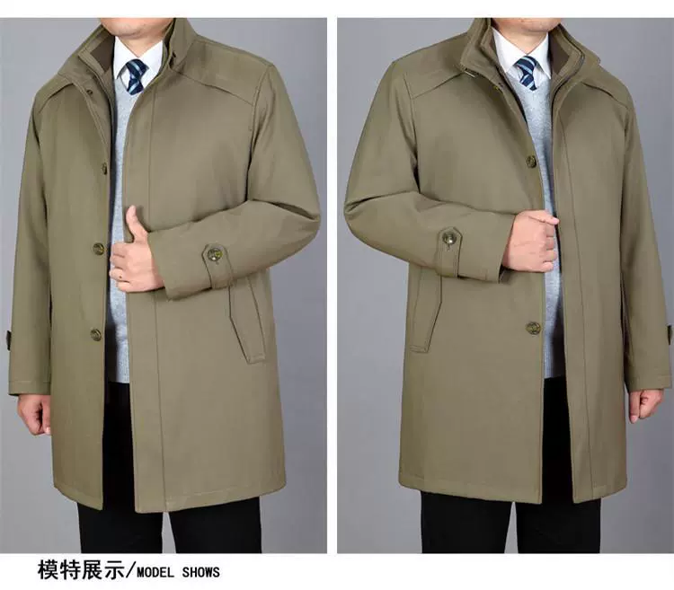 Áo khoác mùa thu và mùa đông cho nam áo khoác dài cho nam trung niên và cao tuổi dày áo dài cỡ trung cho bố phù hợp với phong cách kinh doanh. - Áo gió