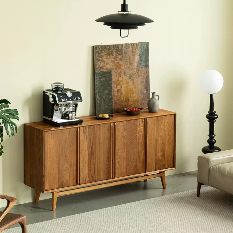 Myanmar Teak Sideboard in Antique Style, Household Solid Wood Storage Cabinet, Vintage Display Cabinet, Song-Style Aesthetic Bookcase