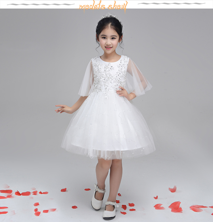 Trẻ em của trang phục đàn piano công chúa váy cô gái ăn mặc hoa cô gái váy cưới pettiskirt nhỏ máy chủ mùa hè hiển thị váy múa cho bé