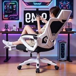 Gaming Enthusiasts' E-Sports Chair, Ergonomic Chair, Lumbar Support Chair, College Student Computer Chair, Comfortable for Long Sitting, Reclining Office Chair