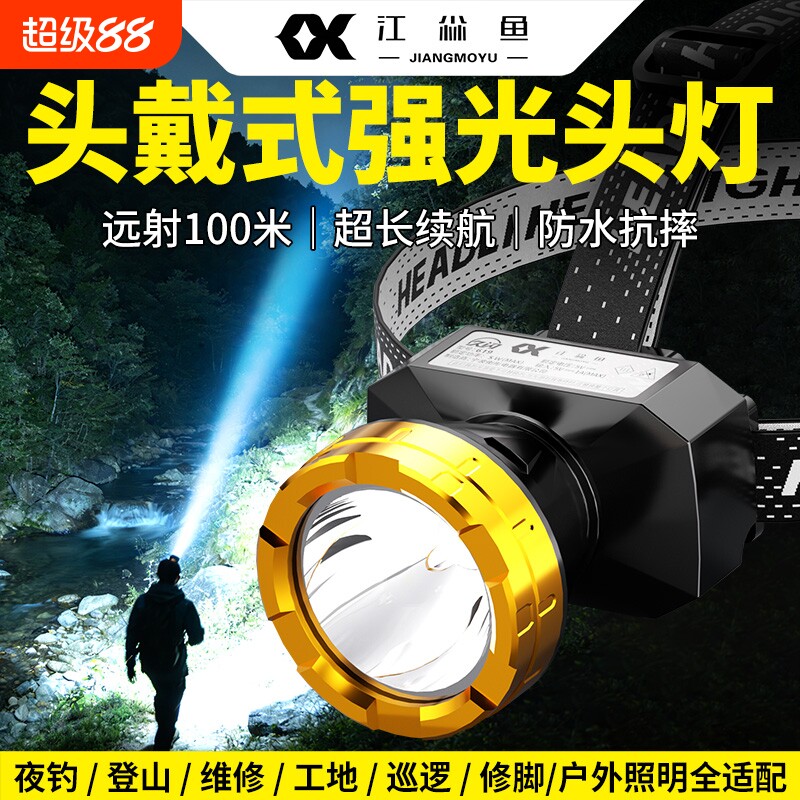 Head-mounted bright headlamp with long battery life