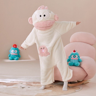 丑鱼连体睡衣女孩秋冬季珊瑚绒亲子睡袍男孩睡袋加厚搞怪卡通睡裙