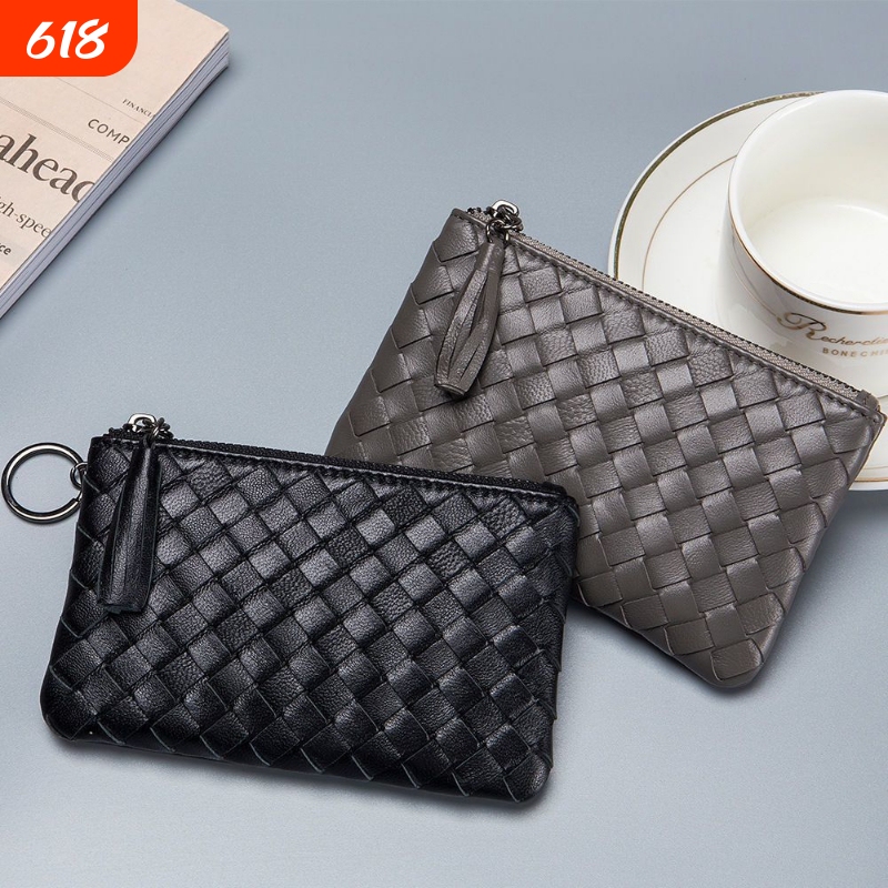 New Textured Woven Short Coin Purse for Women, Compact and Ultra-Thin Men's Wallet, Storage Bag, Card Holder, Handmade Small Wallet