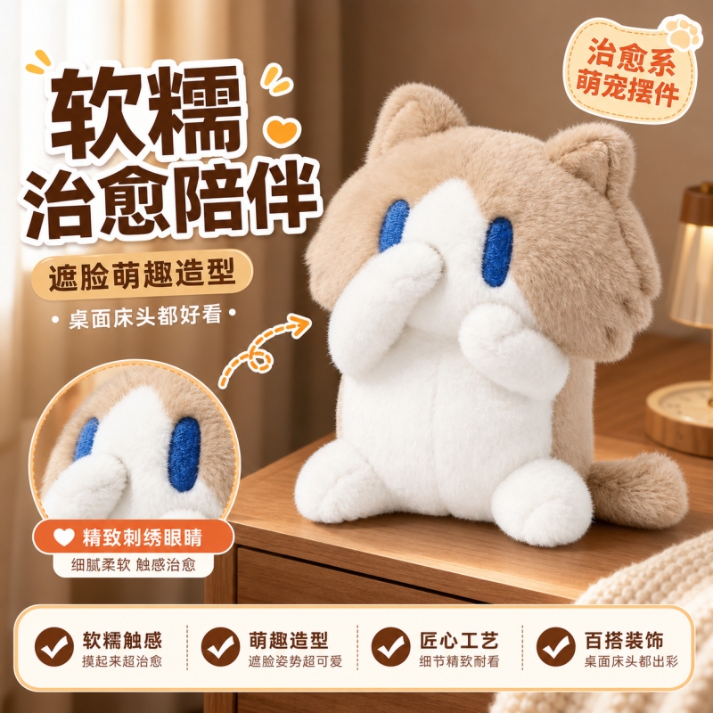 Super Cute and Delicate Plush Cat Doll, Soft and Adorable, Perfect Birthday Gift, Special Animal Companion for Healing