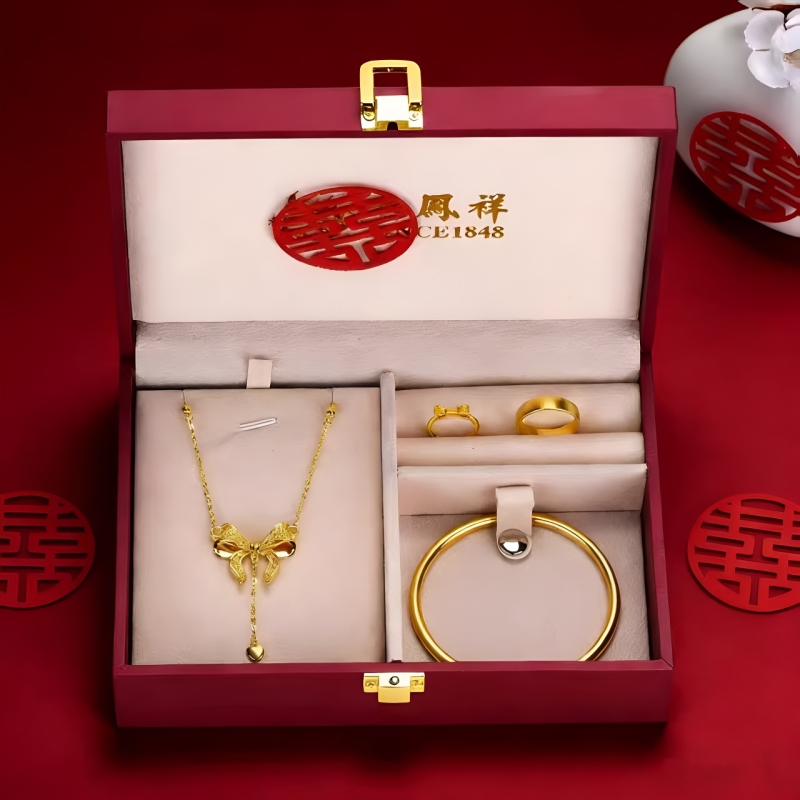 Fake Gold Jewelry Set, Engagement Imitation Gold Bracelet, Metal Set, Imitation Gold Wedding Display Props, Fake Gold