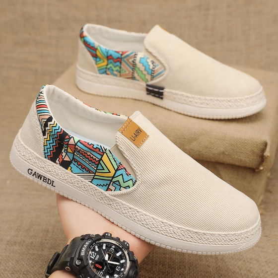 Old Beijing cloth shoes for men 2025 new summer breathable casual canvas shoes for men with a layered sole thin trendy shoes
