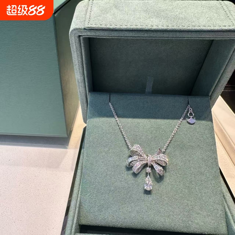 Stress-Free Dazzling Graff Necklace, Top-Grade Phantom Full Diamond Bowknot Necklace, Butterfly Love Flower Women's Diamond S925 Silver Stress-Free Dazzling Graff Necklace, Top-Grade Phantom Full Diamond Bowknot Necklace, Butterfly Love Flower Women's Diamond S925 Silver