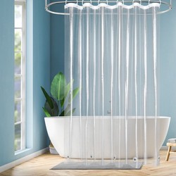 Bathroom Shower Curtain Bathroom Shower Curtain Suit Waterproof Mildew-Proof Partition Curtain Transparent Water-Blocking Bath Curtain Without Drilling