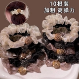 Лента для волос из органзы, резинка для волос интернет-знаменитости, новая стильная лента для волос, сетка со стразами, плиссированная лента для волос, аксессуары для волос, высокая эластичность и утолщение