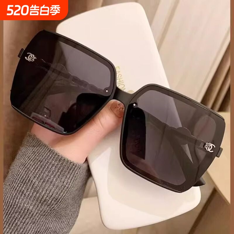 Big brand sunglasses for women, anti-UV, big face, slimming, sun protection polarized glasses, 2026 new style sunglasses, high-end