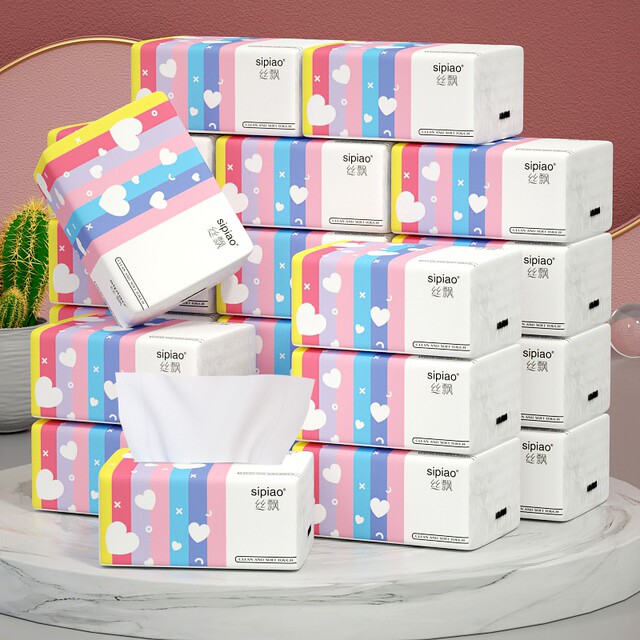 Silk Floating Paper Family Affordable Mother and Baby Paper Wipe Face Washing Paper Thickened 5-layer Toilet Paper Whole Box Toilet Paper
