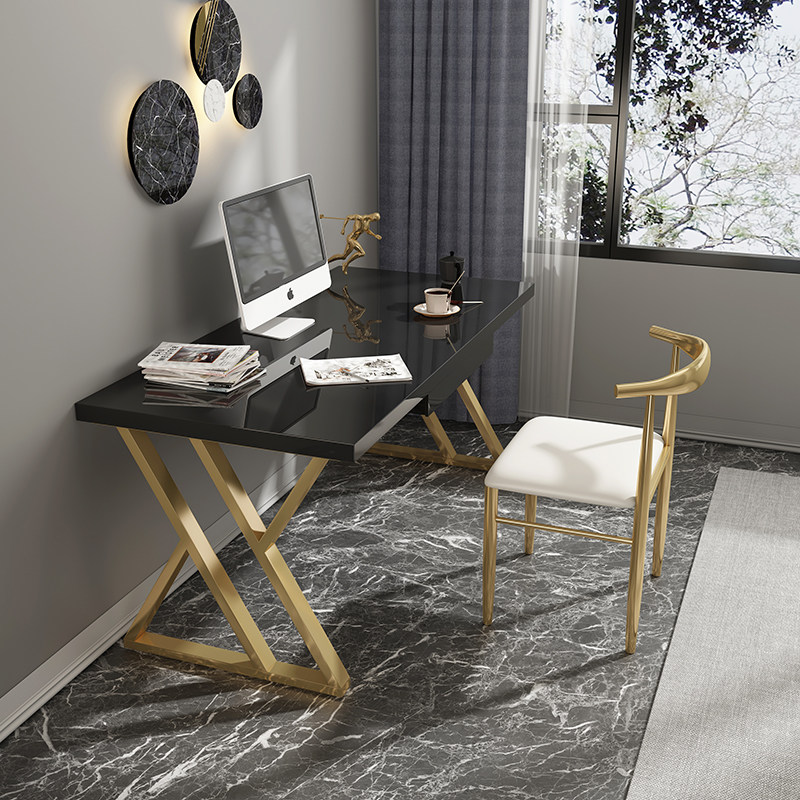 Postmodern light extravagant desk bedroom modern minimalist computer desktop table home black baking lacquered iron art office table and chairs