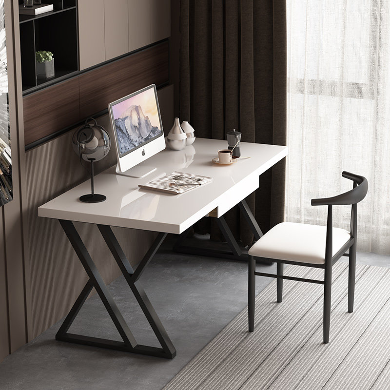 Solid wood computer desktop table baking lacquer desk home modern simple white bedroom desk net red light luxury writing desk