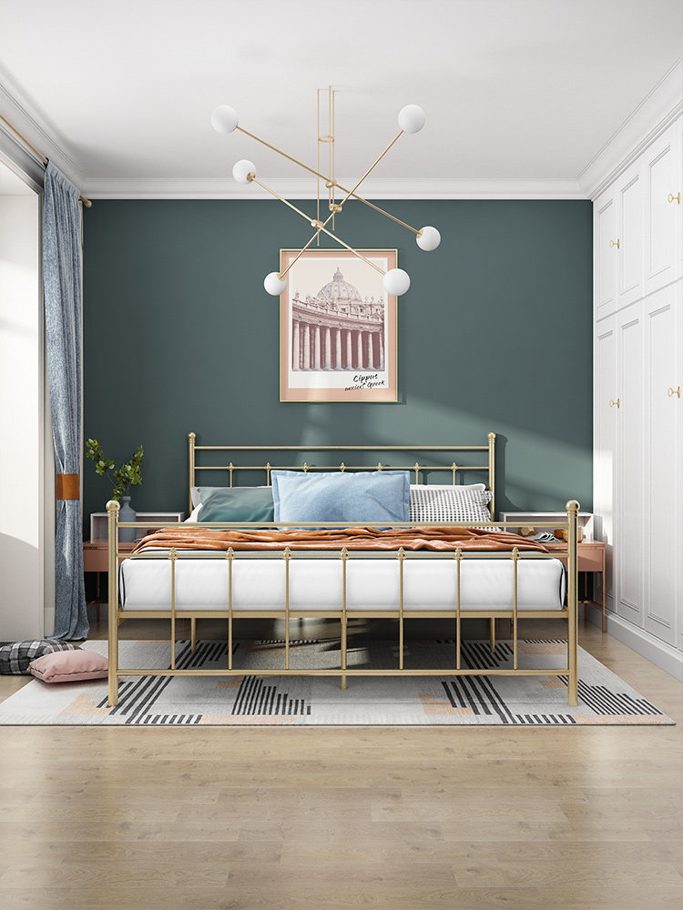 Simple European iron bed frame ins Small house one meter five meters two economic bed frame ins Creative girls bedroom iron bed