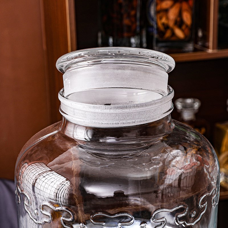 Frosted mouth wine glass f glass bottle household sealed wine tank wine jar special 10 catties 20 catties 60 wine bottle