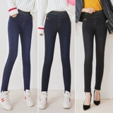 Флисовые джинсы с начесом, зимние приталенные эластичные штаны, высокая талия, увеличенная толщина