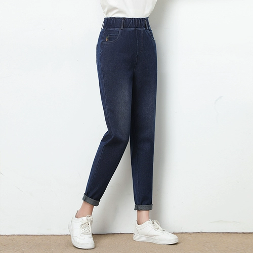 Джинсы, весенние приталенные штаны, эластичная талия, 2021 года, тренд сезона, оверсайз