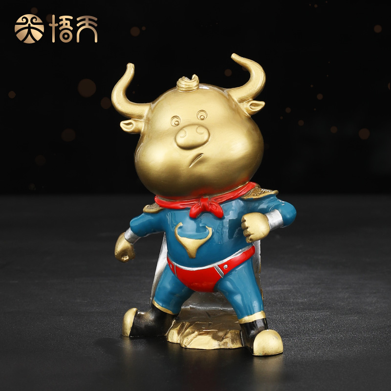 Creative Bronze Bull Presentment New Chinese Style Study Bedroom Personalities Presentment Ox Devil King Zodiac Ox Birthday gift to a friend