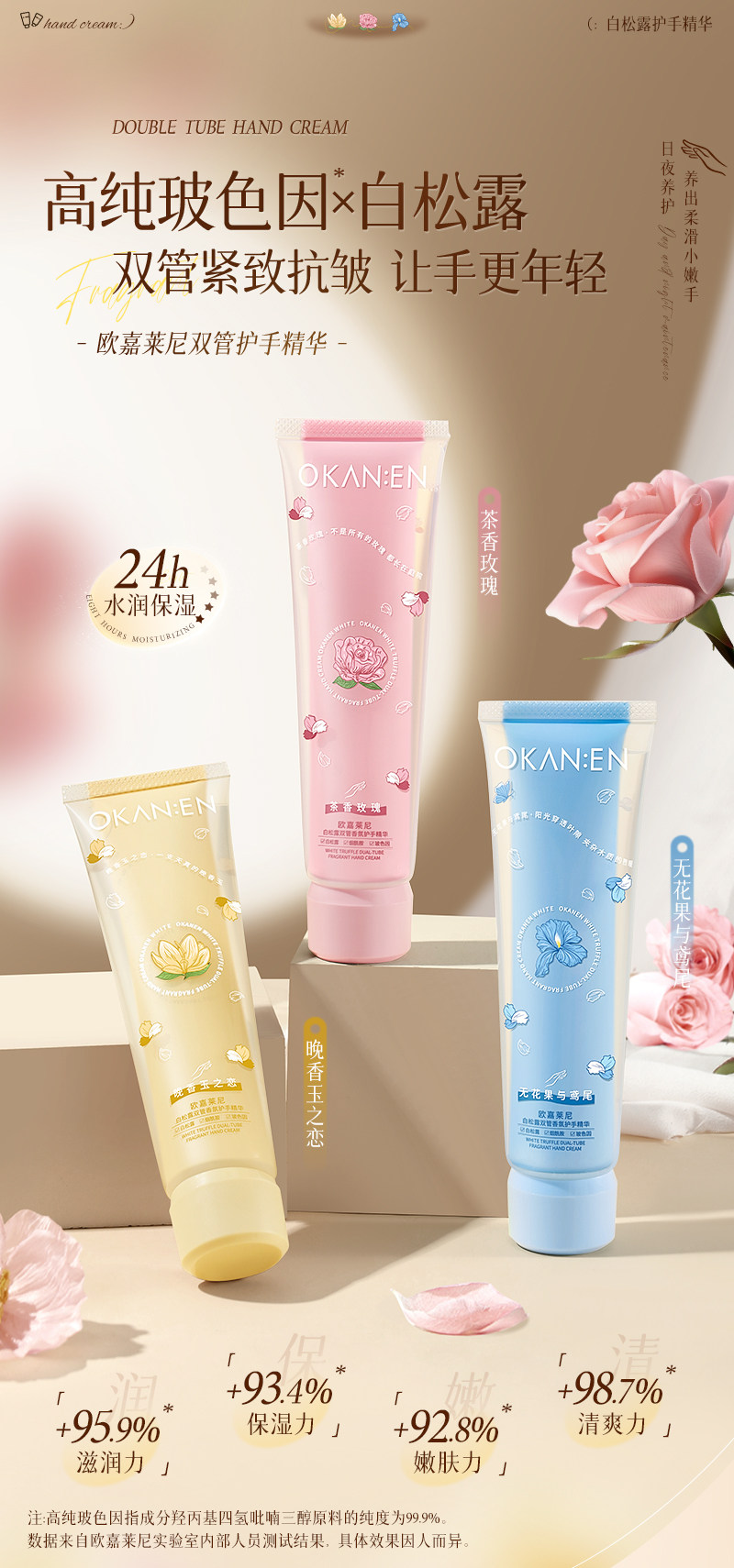  食颜派 双管香氛护手霜茶香玫瑰 【长效保湿 防干裂干燥】